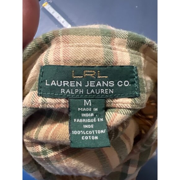 Lauren Ralph Lauren Womens Shirt Medium Bei Plaid Cotton Button-Down - Picture 4 of 10